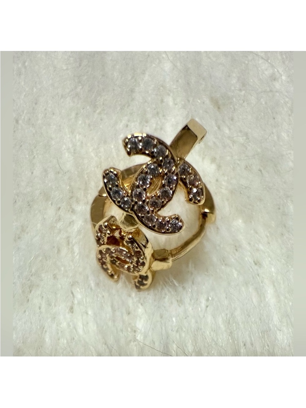 New - Gold Tone with Crystal stones Hoop Earring